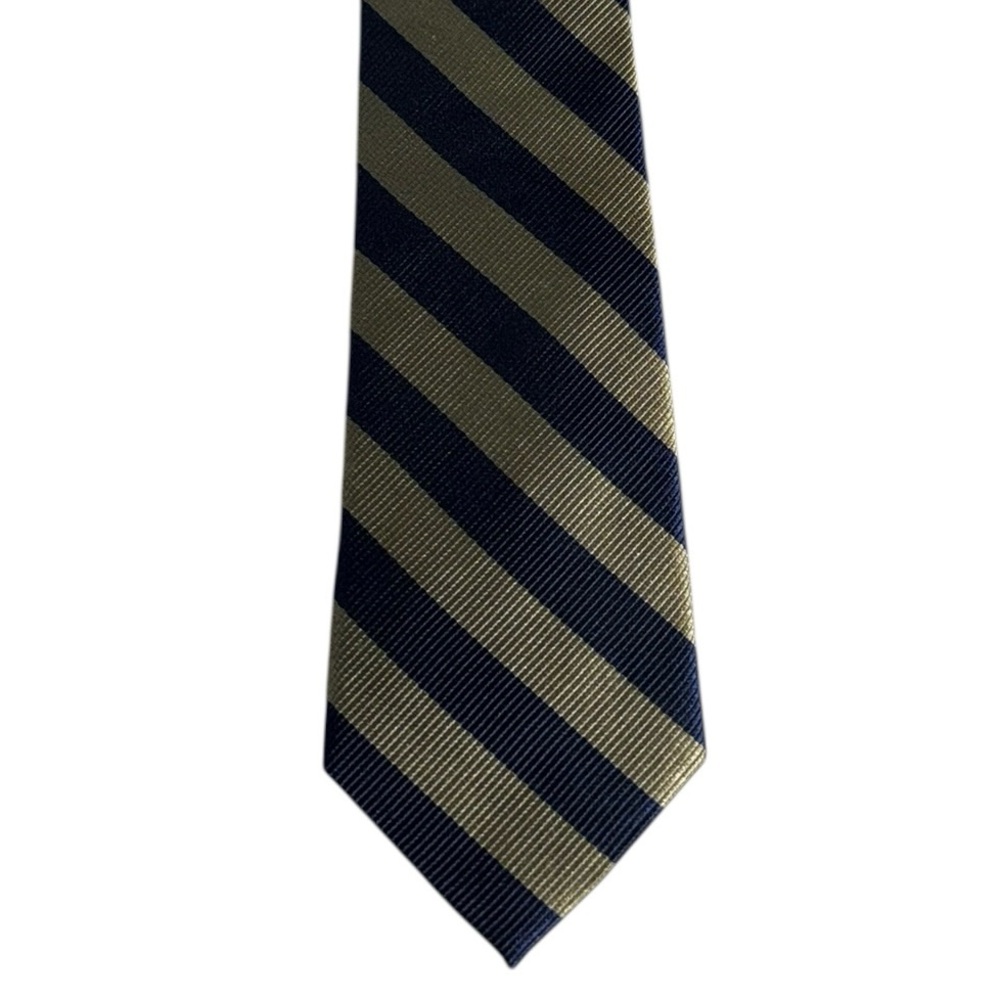 Smith & Logsdon Mens Woven Tie Striped Blue Tan Preppy Academia New